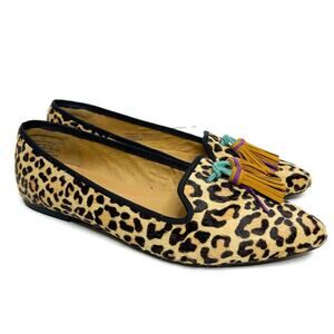 HUSH PUPPIES Women's Sadie Tassel Calf‎ Hair Flats Animal Print Loafers Sz 7